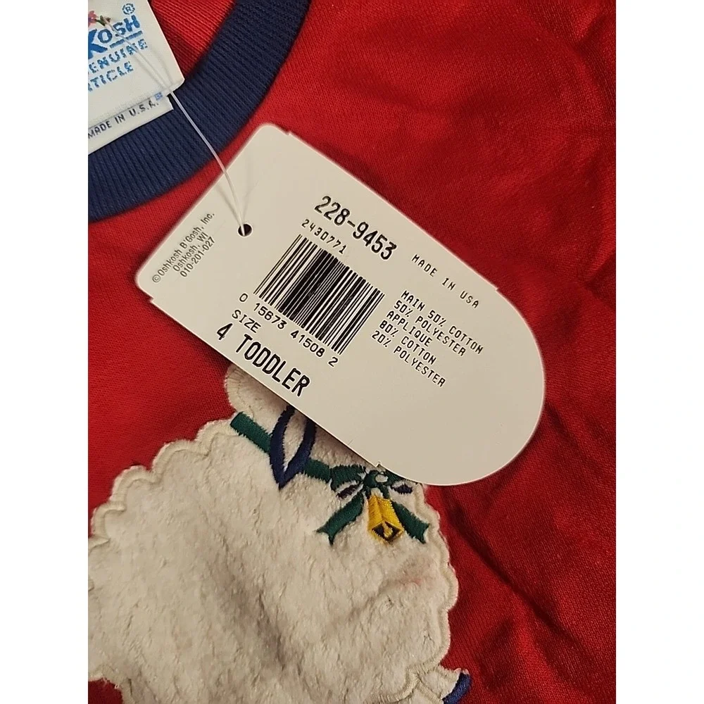 Vintage OshKosh B'gosh Red Sheep Applique Sweatshirt 4T Made in USA NWT